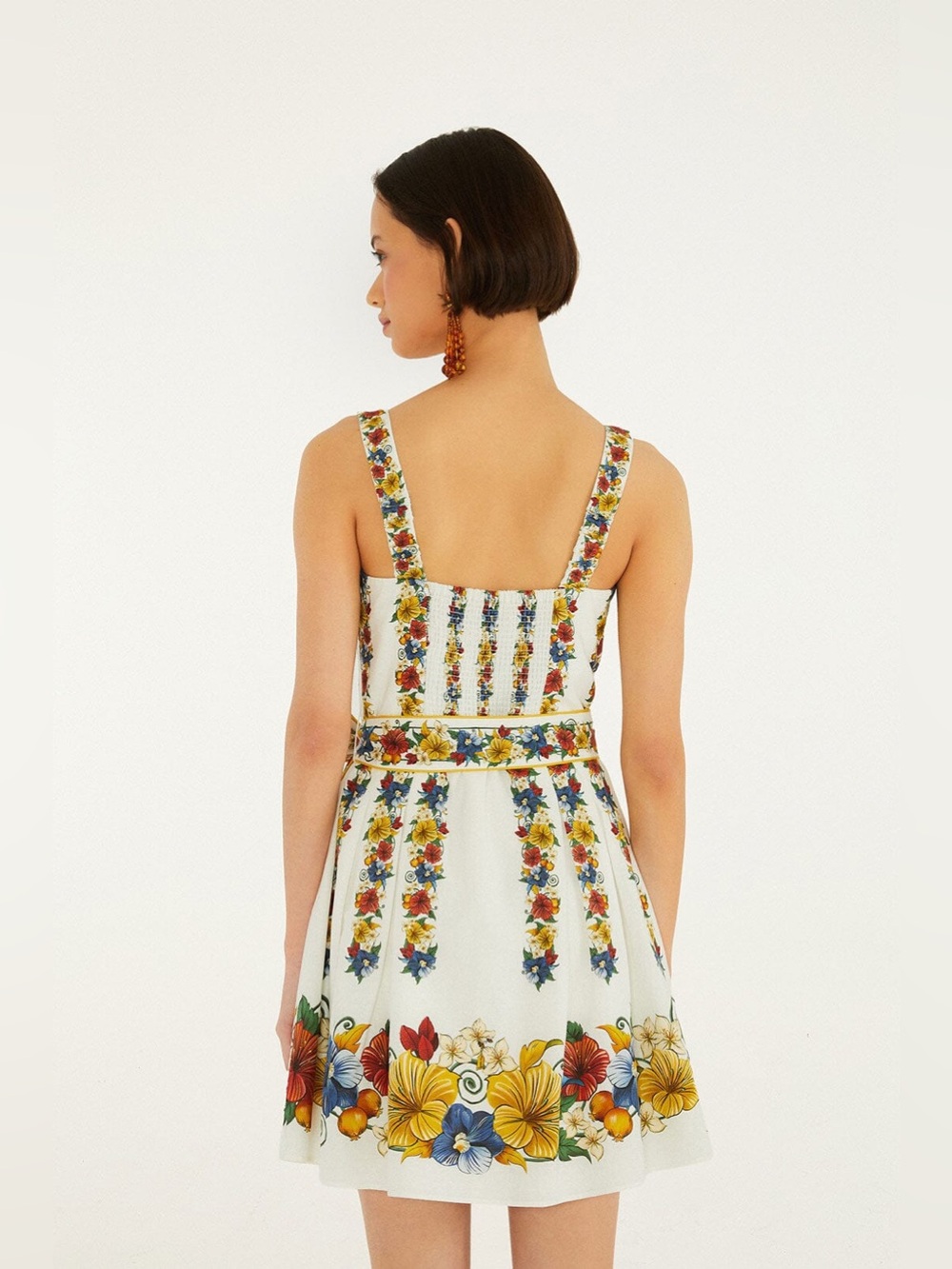 FARM Rio White Floral belted dress tropi mini flare - Picture 3 of 4